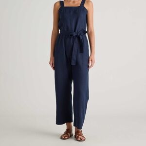 Quince 100% European Linen Square Neck Jumpsuit Deep Navy NWT Size L